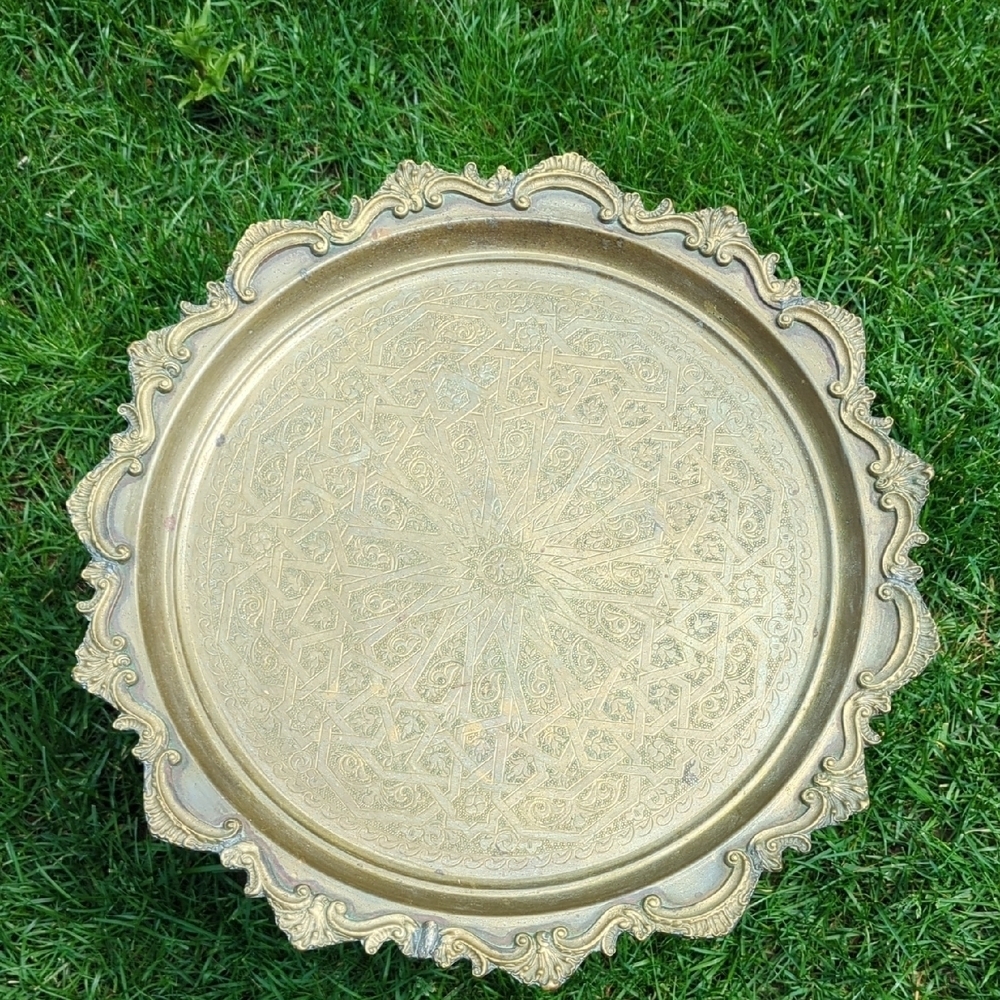 Antique Middle East Hand Crafted Metal Tray